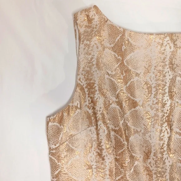 leslie fay gold dress 70's Vintage Womens Leslie Fay Metallic Dress Sleeveless Light Gold Medium/6